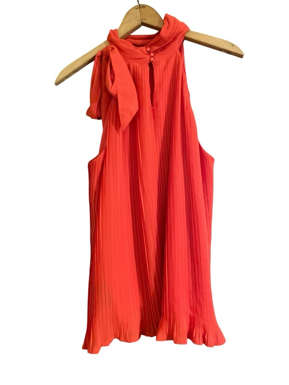 H&M Women's Size 10 Sleeveless Red Halter Top Snap Pleated Tank Racerback
